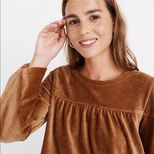 Madewell Texture & Thread Corduroy Swing Too, Long Sleeve, Size Small